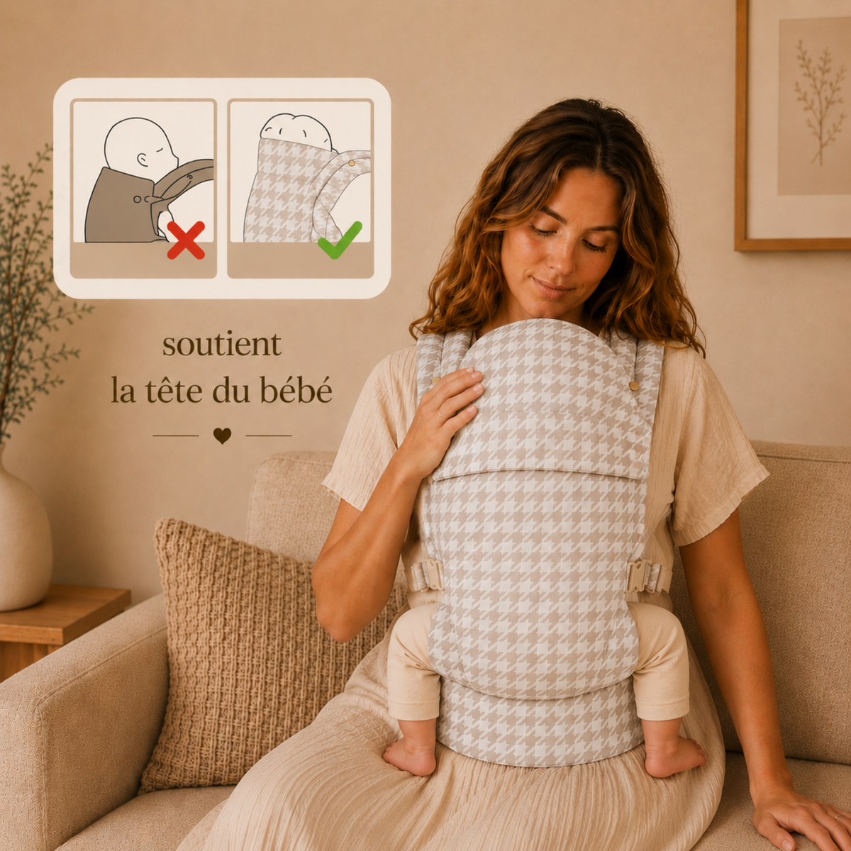 Porte-bébé beige signature - Doucly Nova