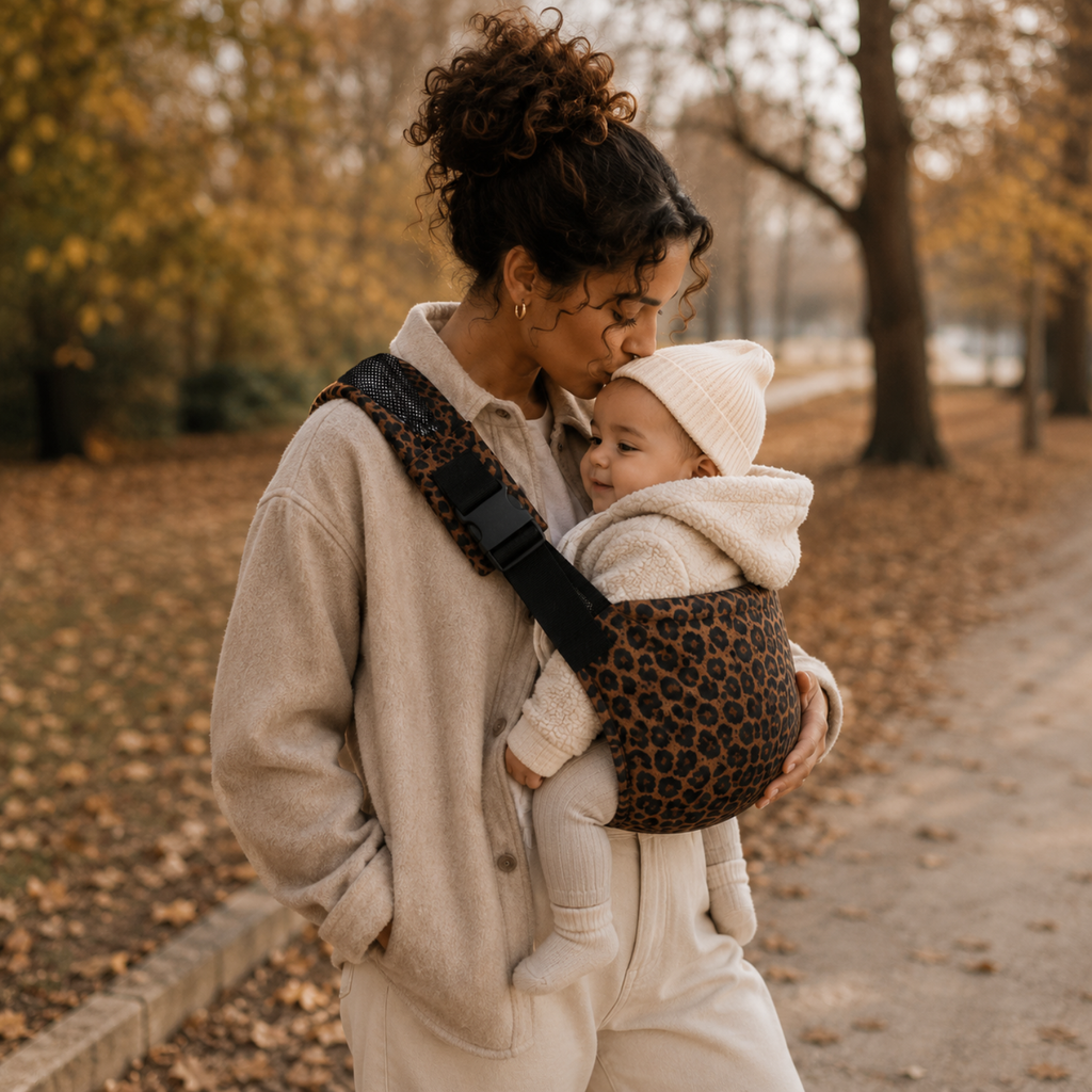Porte-bébé léopard marron – Doucly Amber