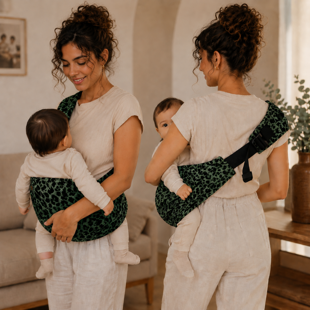 Porte-bébé léopard vert – Doucly Jade